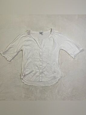 Dalia Collection Sheer Floral Embroidered V Neck Tunic size L